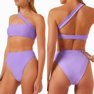☀️ REVOLVE JADE SWIM One Shoulder Purple Lavender Lycra Halo Bikini Top Swim XS